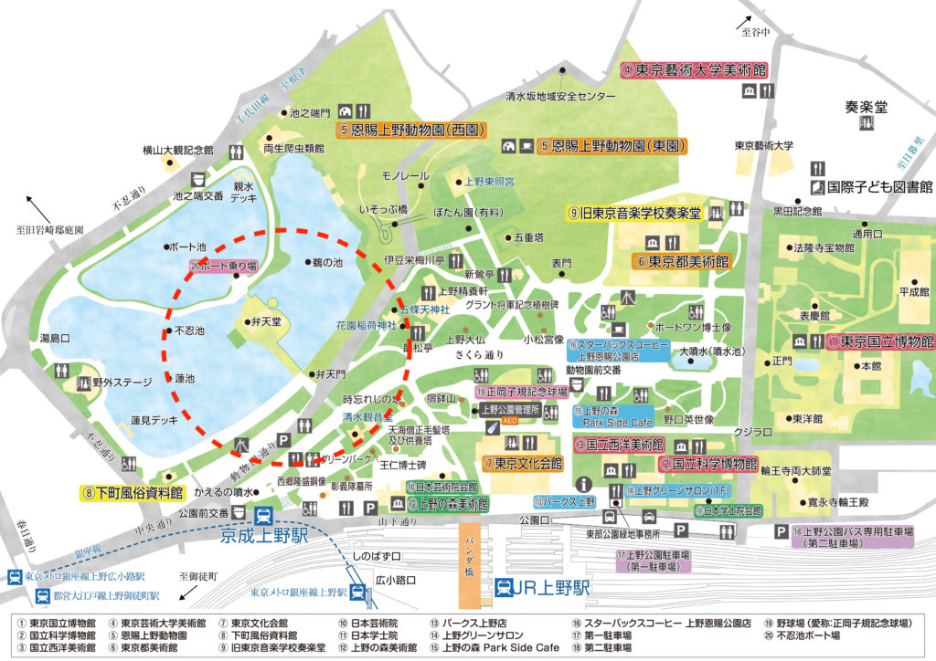 上野公園　今回の散策ルート